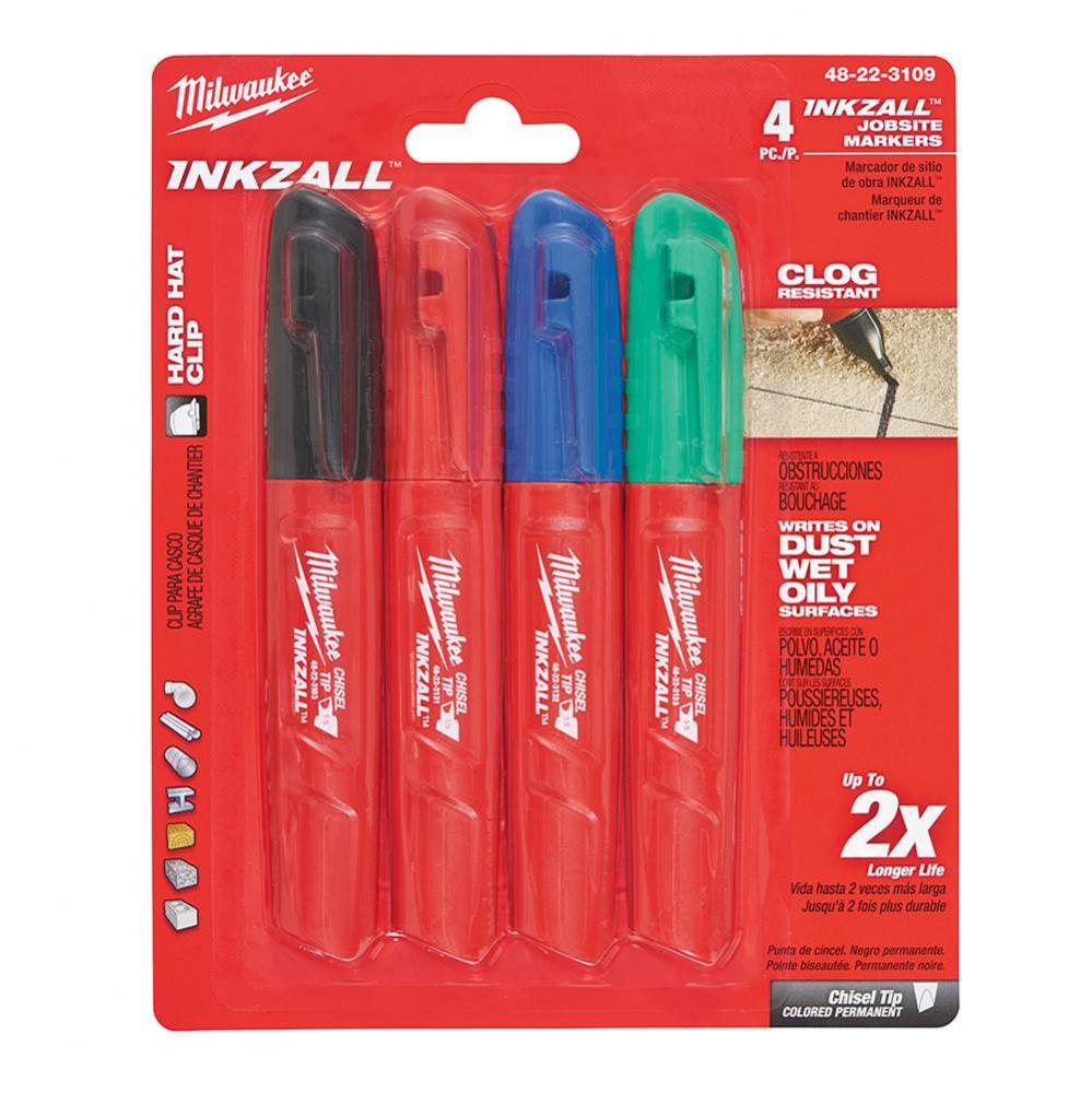 4Pk Color Chisel Point Mrkers