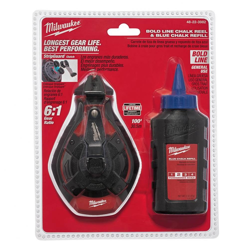 100'' Bold Line Chalk N Reel W Blue