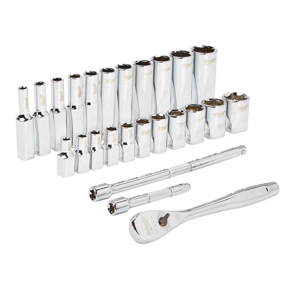 1/4'' Drive 26Pc Ratchet And Socket Set - Sae