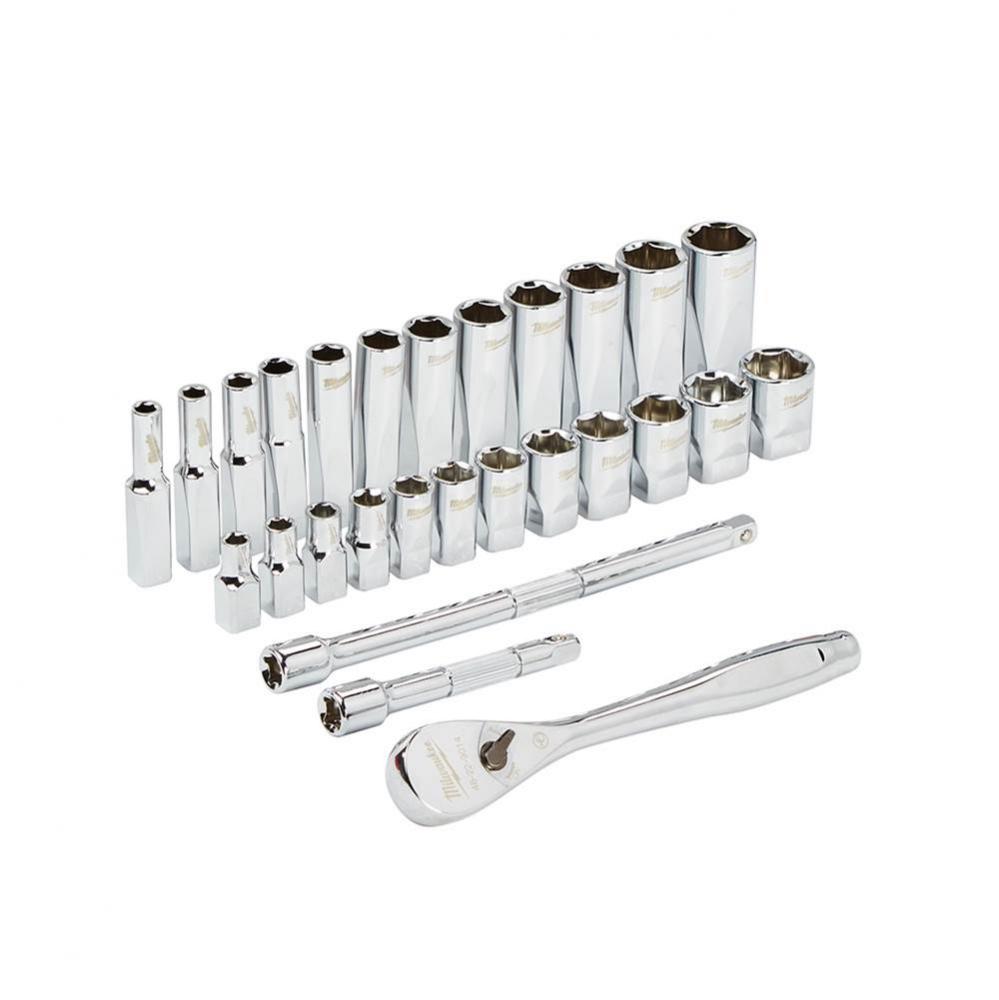 1/4'' Drive 28Pc Ratchet And Socket Set - Metric