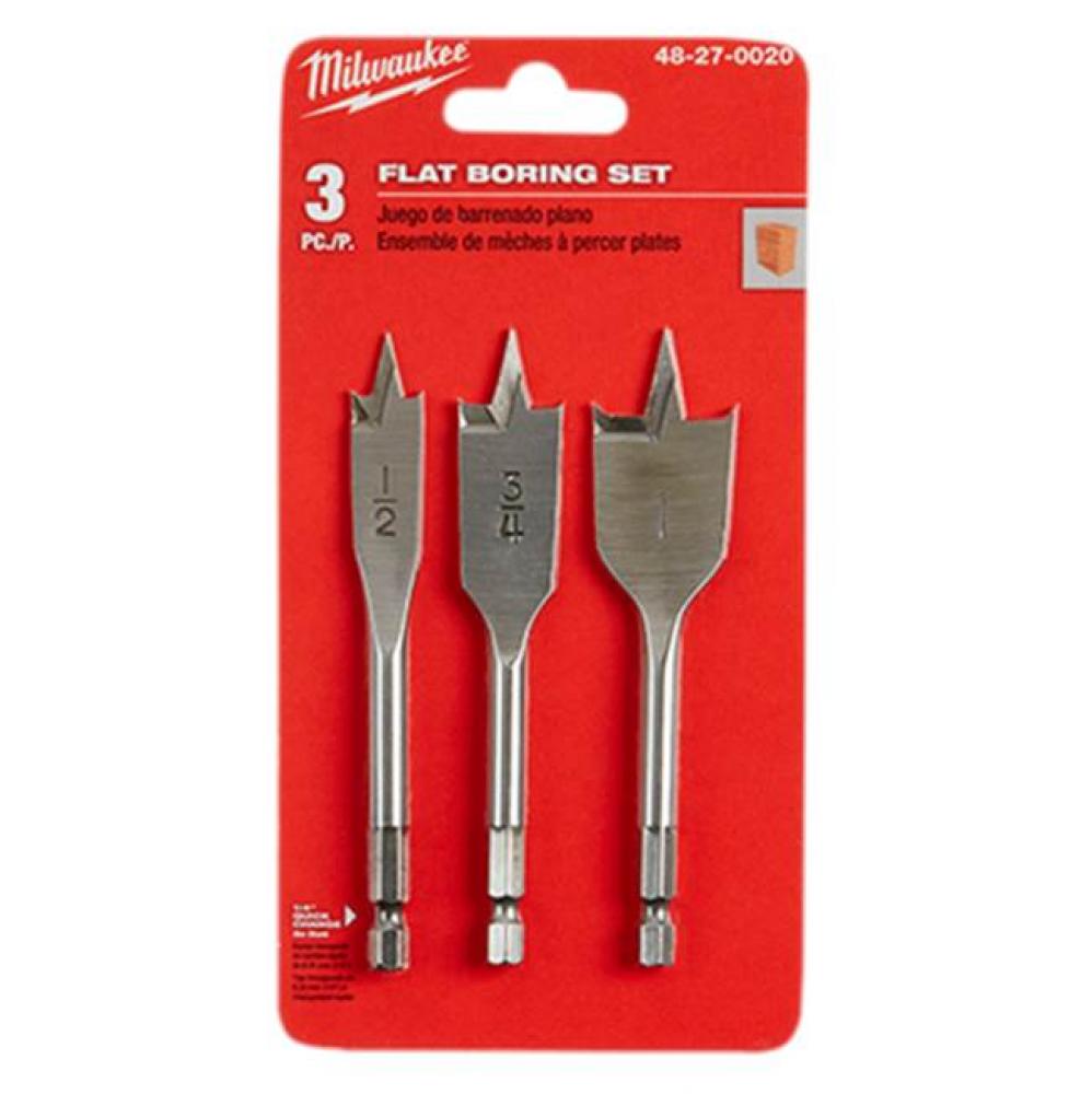3Pc Stubby Flat Boring Set