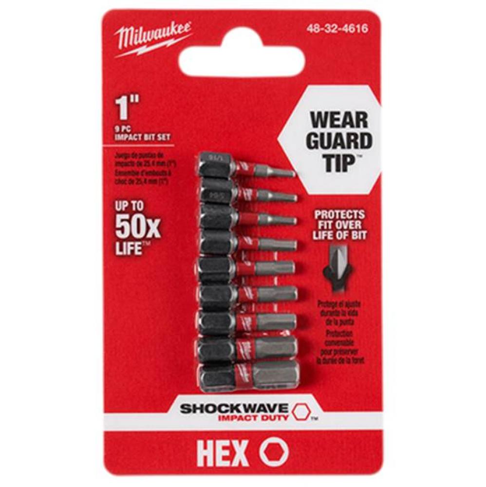 9Pc 1In Insert Hex Bit Set