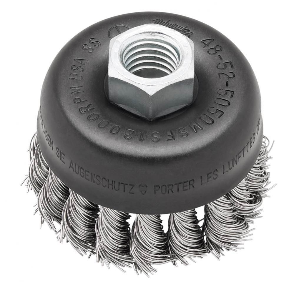 3'' Knot Wire Cup Brush - Stainless Steel