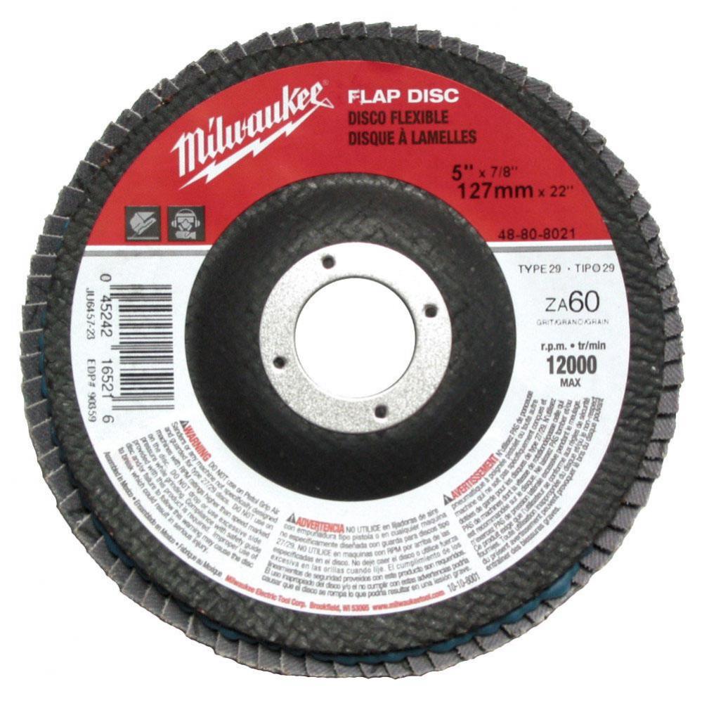 5'' X 7/8'' Flap Disc 60 Grit (Type 29)