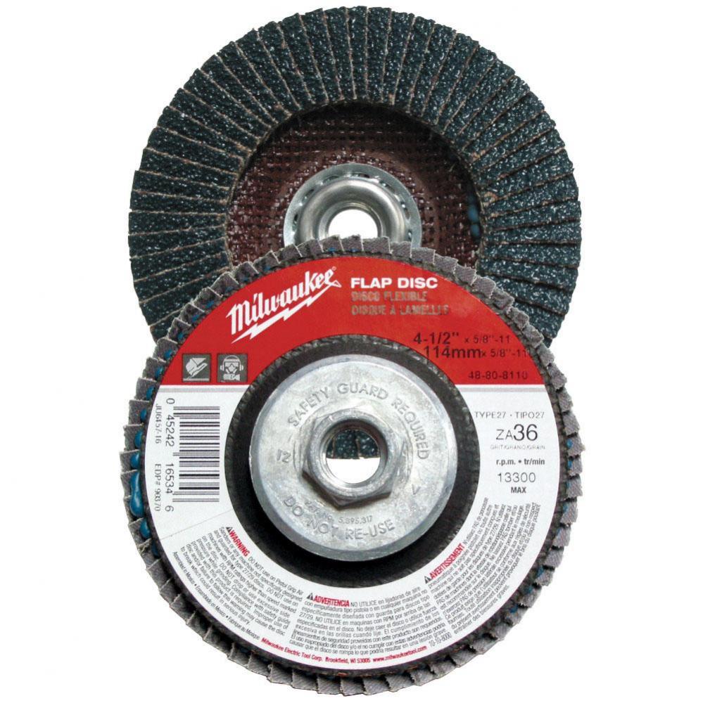 4-1/2'' X 5/8''-11 Flap Disc 36 Grit (Type 27)