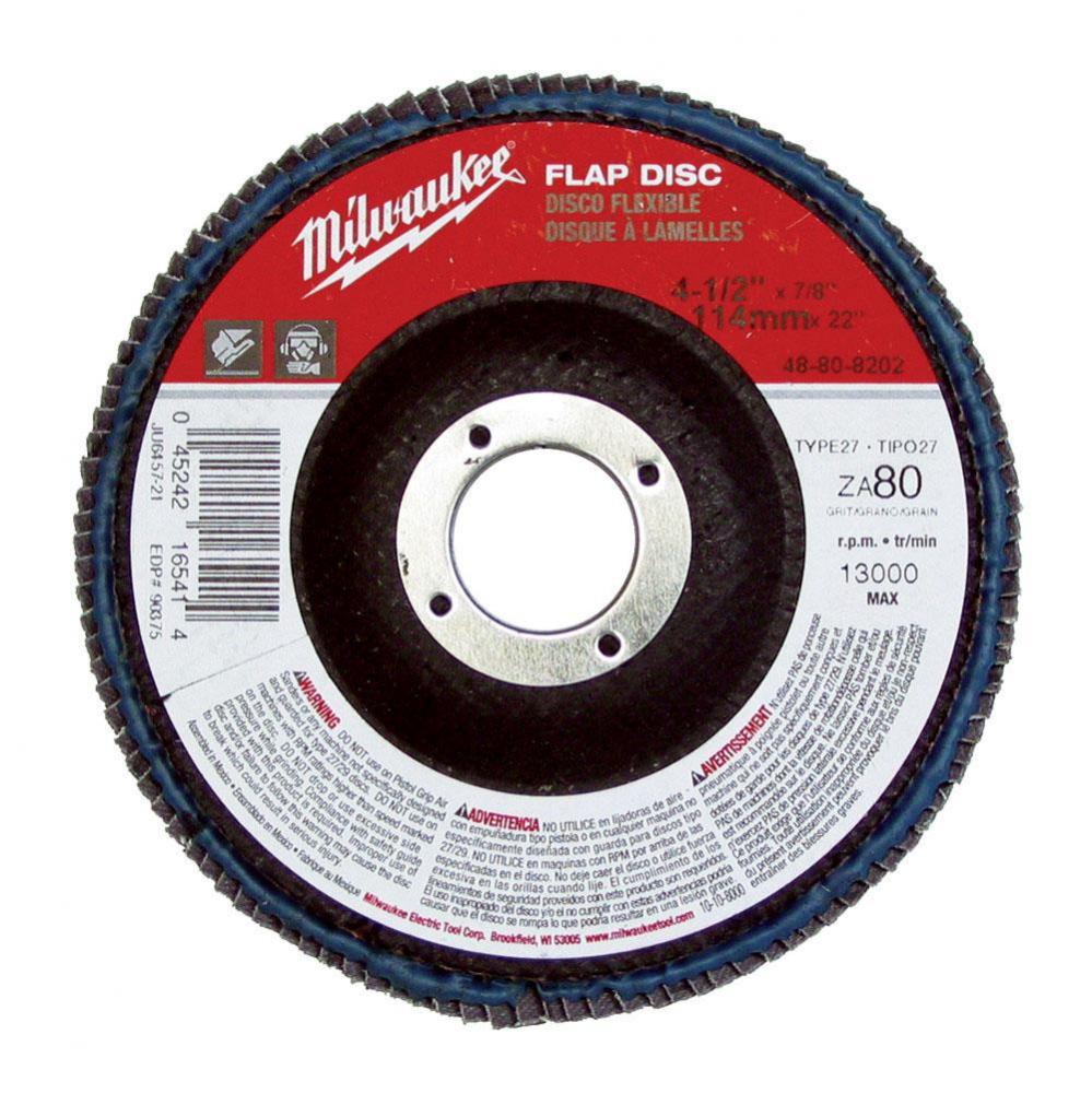 4-1/2'' X 7/8'' Flap Disc 80 Grit (Type 27 - Extra Thick)