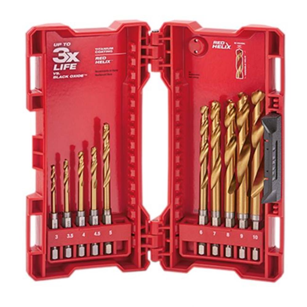 SHOCKWAVE Impact Duty RED HELIX Titanium Metric Drill Bit Set - 10PC