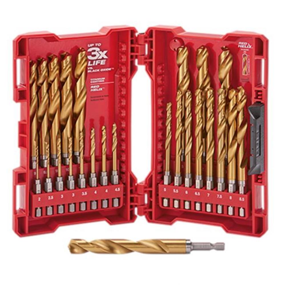 SHOCKWAVE Impact Duty RED HELIX Titanium Metric Drill Bit Set - 25PC