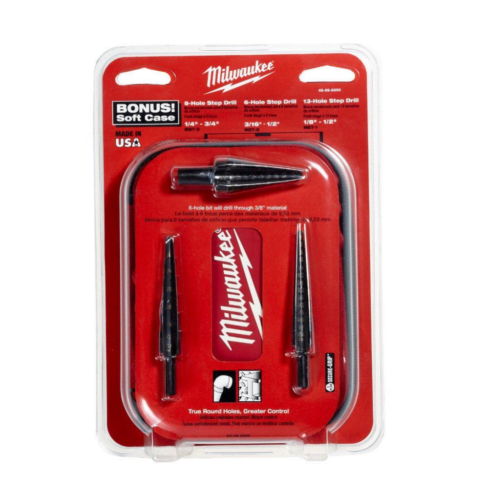 Step Drill Bit Set 3 Piece