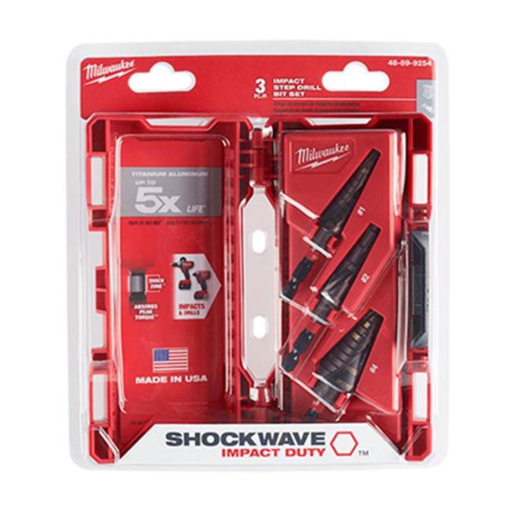 Shockwave Impact Duty Step Bit 3Pc Set (No.1, No.2, No.4)