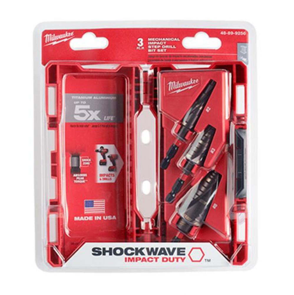 Shockwave Impact Duty Step Bit Mechanical Set (No.2, No.3, No.8)