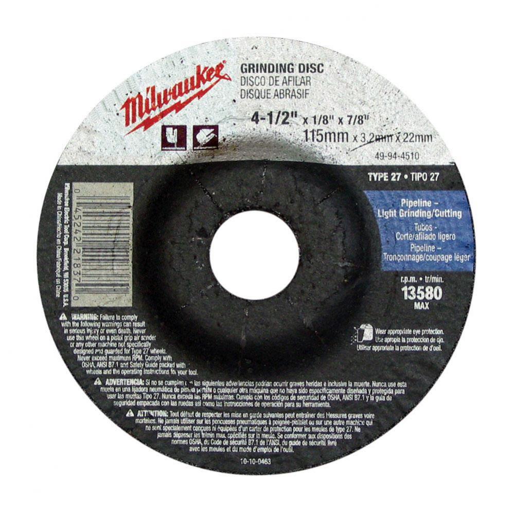 4-1/2'' x 1/8'' x 7/8'' Grinding Wheel (Type 27)