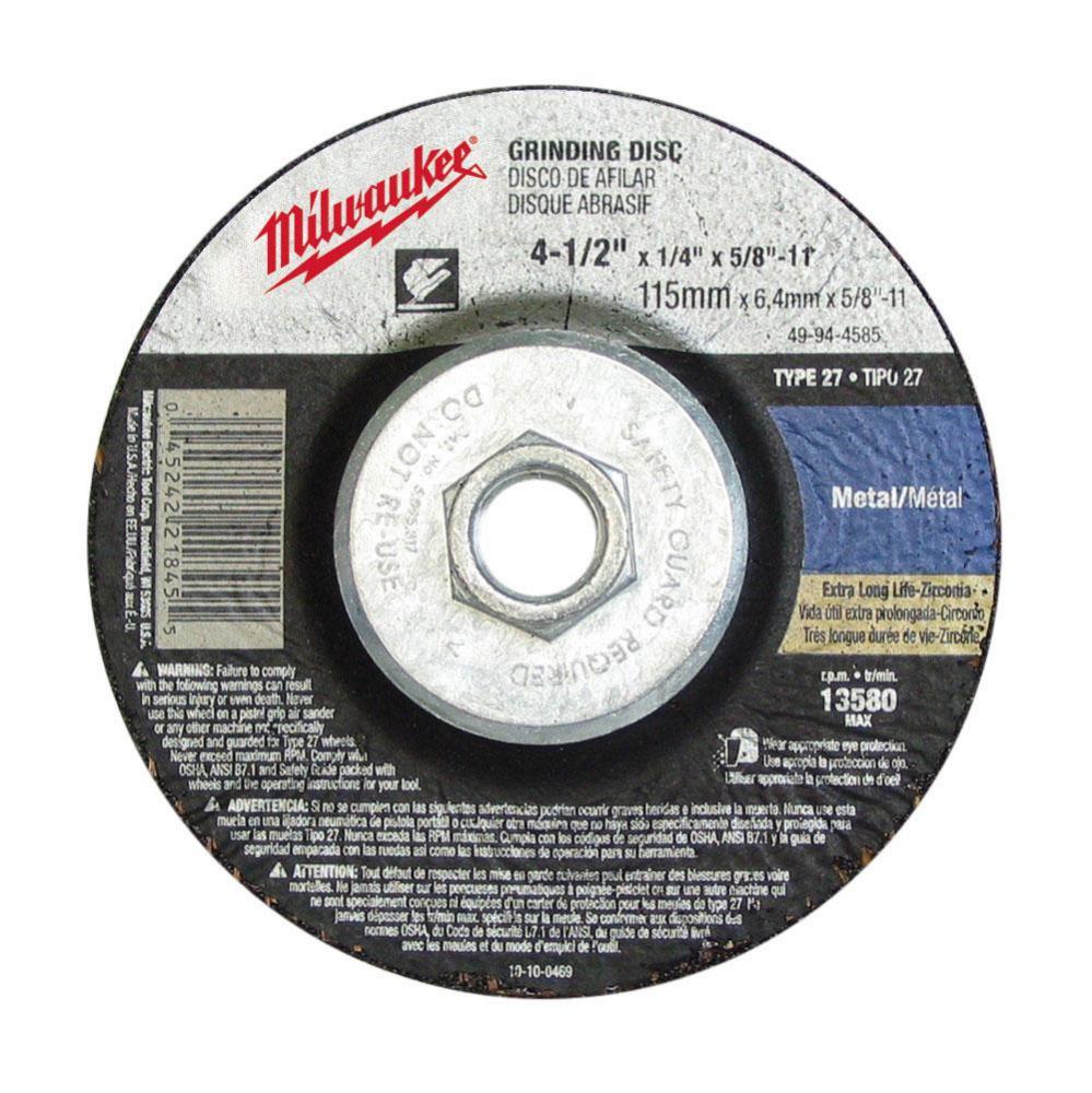 4-1/2'' x 1/4'' x 7/8'' Grinding Wheel (Type 27)