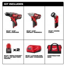 Milwaukee Tool 2493-23 - M12 Combo 3/8'' Drvdrl/ 3/8 Impct/Lgt Kit