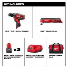 Milwaukee Tool 2495-22 - M12 Combo 3/8'' Drvdrl/Multi-Tool Kit