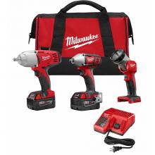 Milwaukee Tool 2696-23 - M18 Combo 3/8 Imp Wr/1/2 Imp Wr/Lgt/Chgr Kit