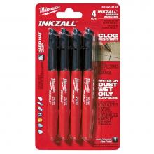 Milwaukee Tool 48-22-3104 - 4Pk Inkzall Black Fine Point Marker