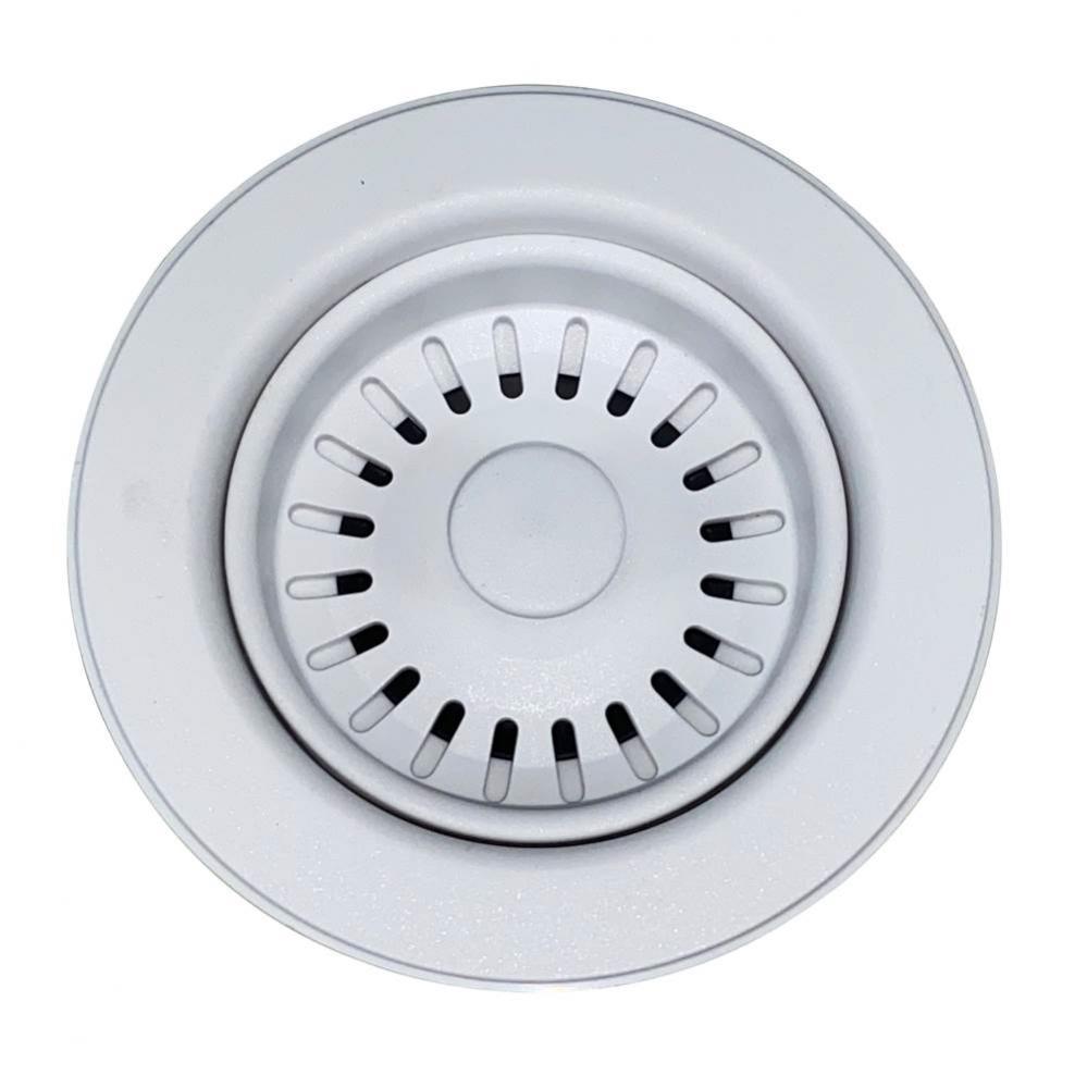 Disposal Flange Trim With Strainer For Granite Composite Sinks In Matte White
