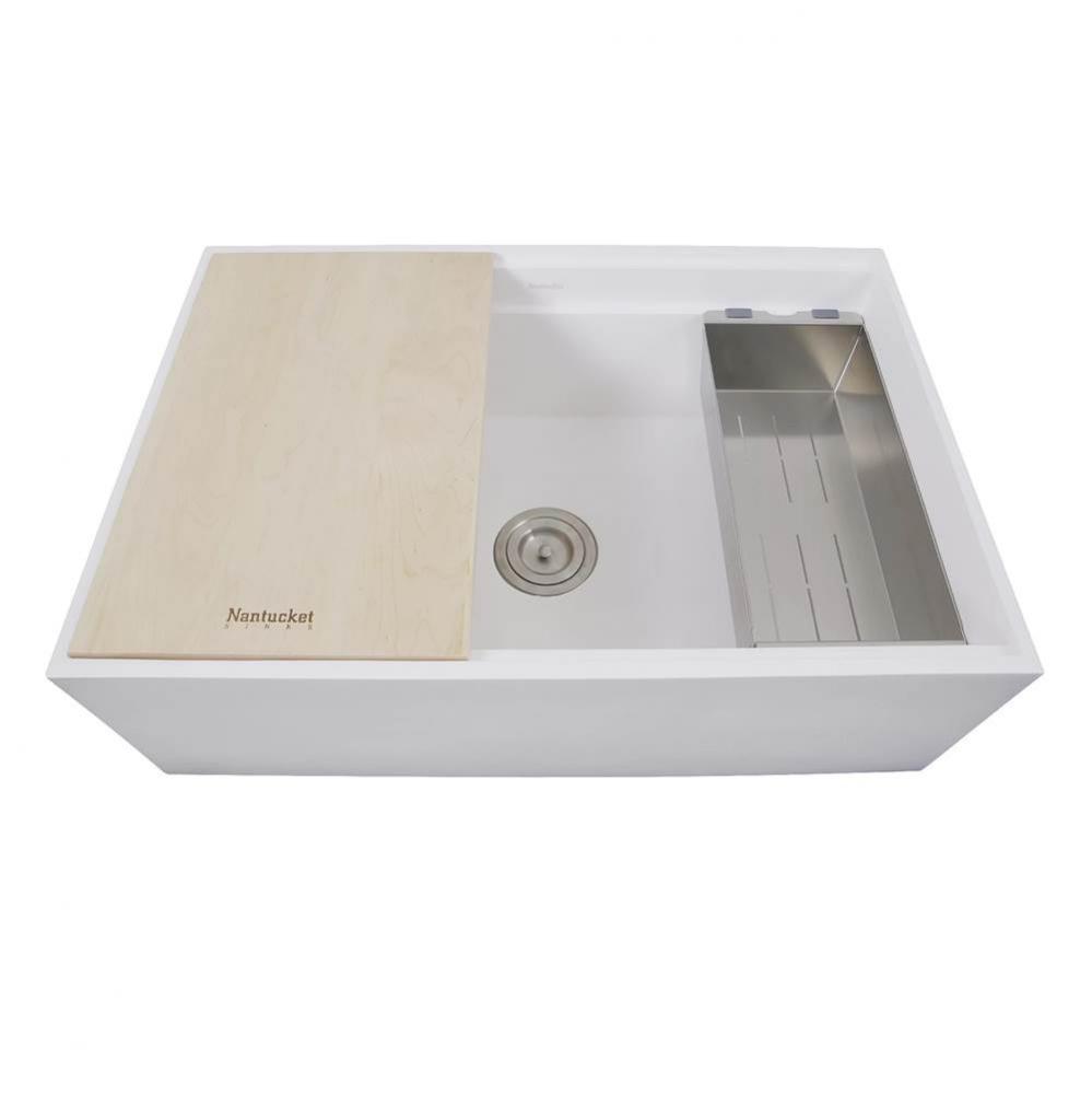 30 Inch Glacierstone Apron kitchen Sink with Drain Colander and Cutting Board