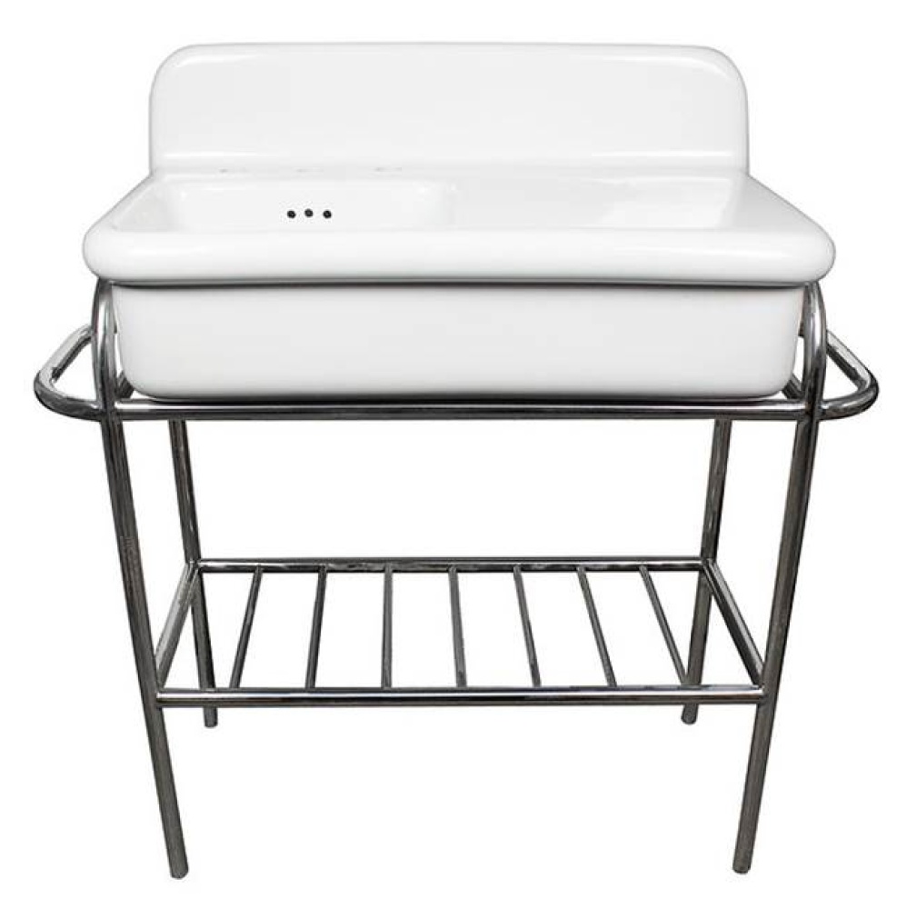 Fireclay 30's Style Sink Stand Finished in Polished Stainless Steel