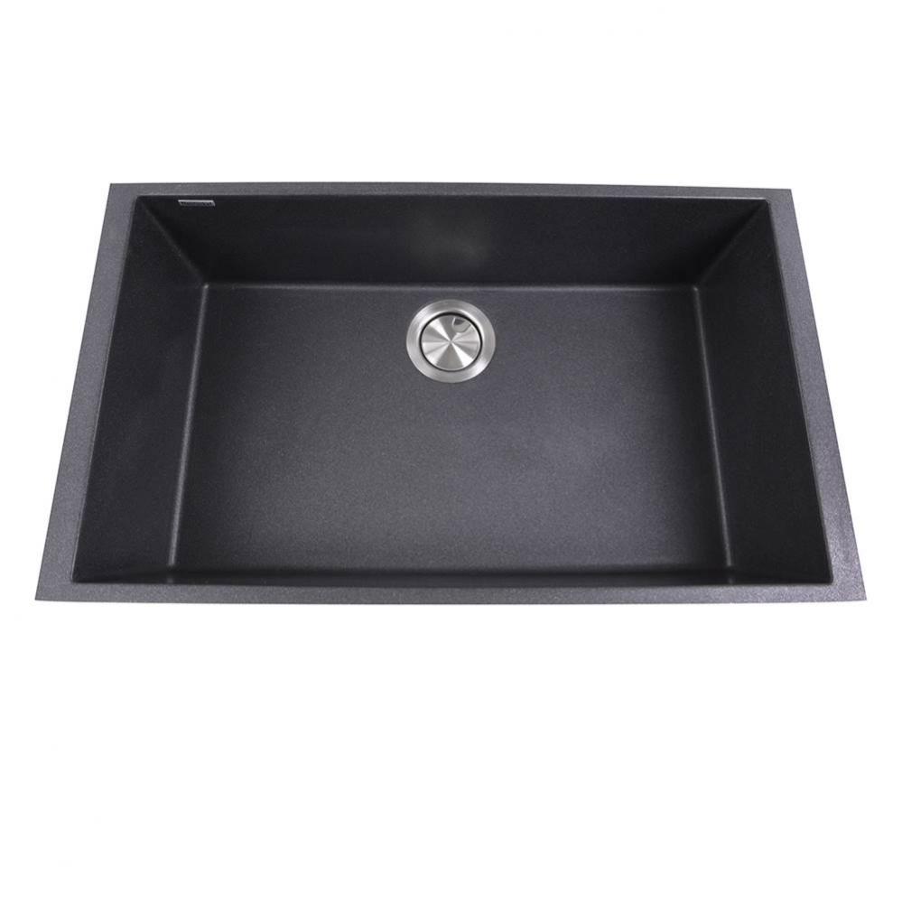 Large Single Bowl Undermount Granite Composite Black