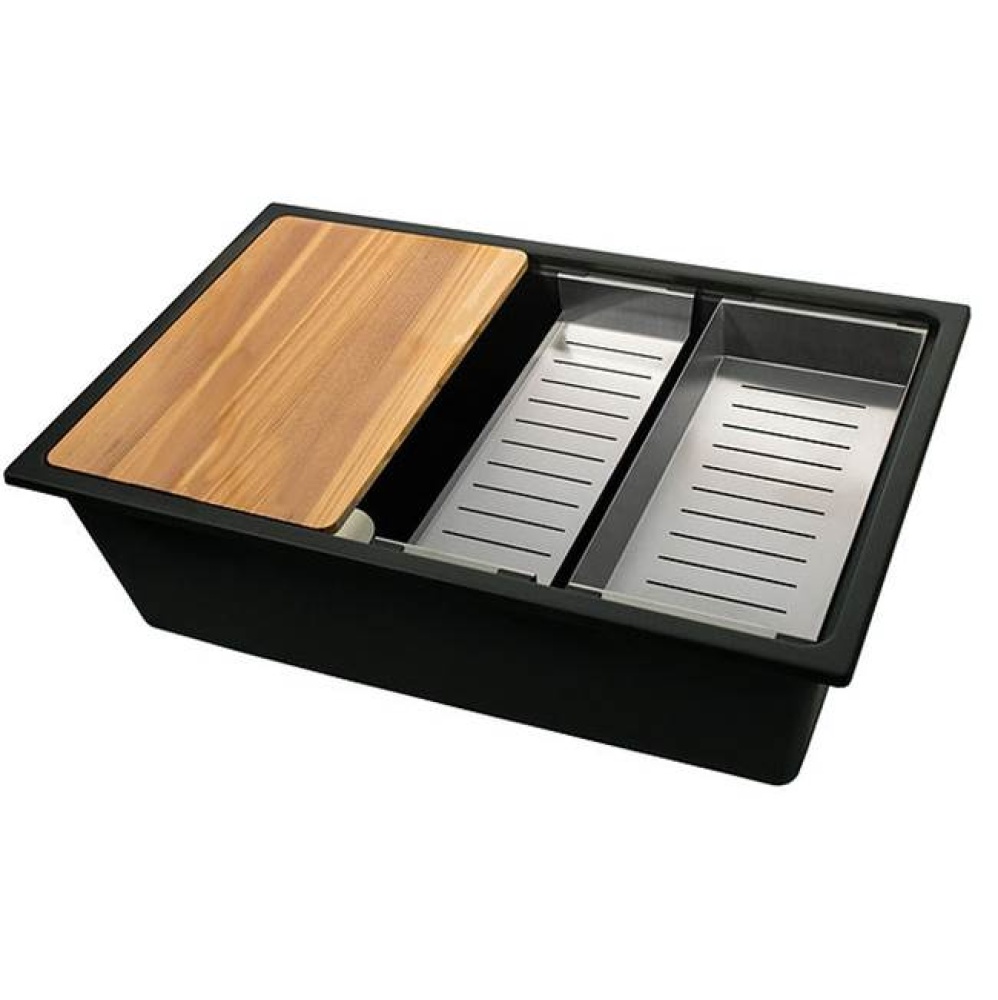 30'' Dualmount Granite Composite Prep-Station with Side Set Drain