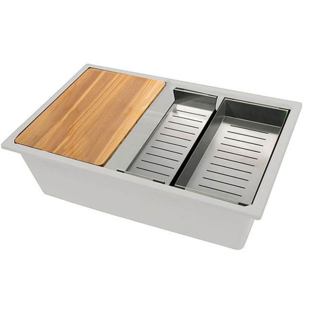 30'' Dualmount Granite Composite Prep-Station with Side Set Drain