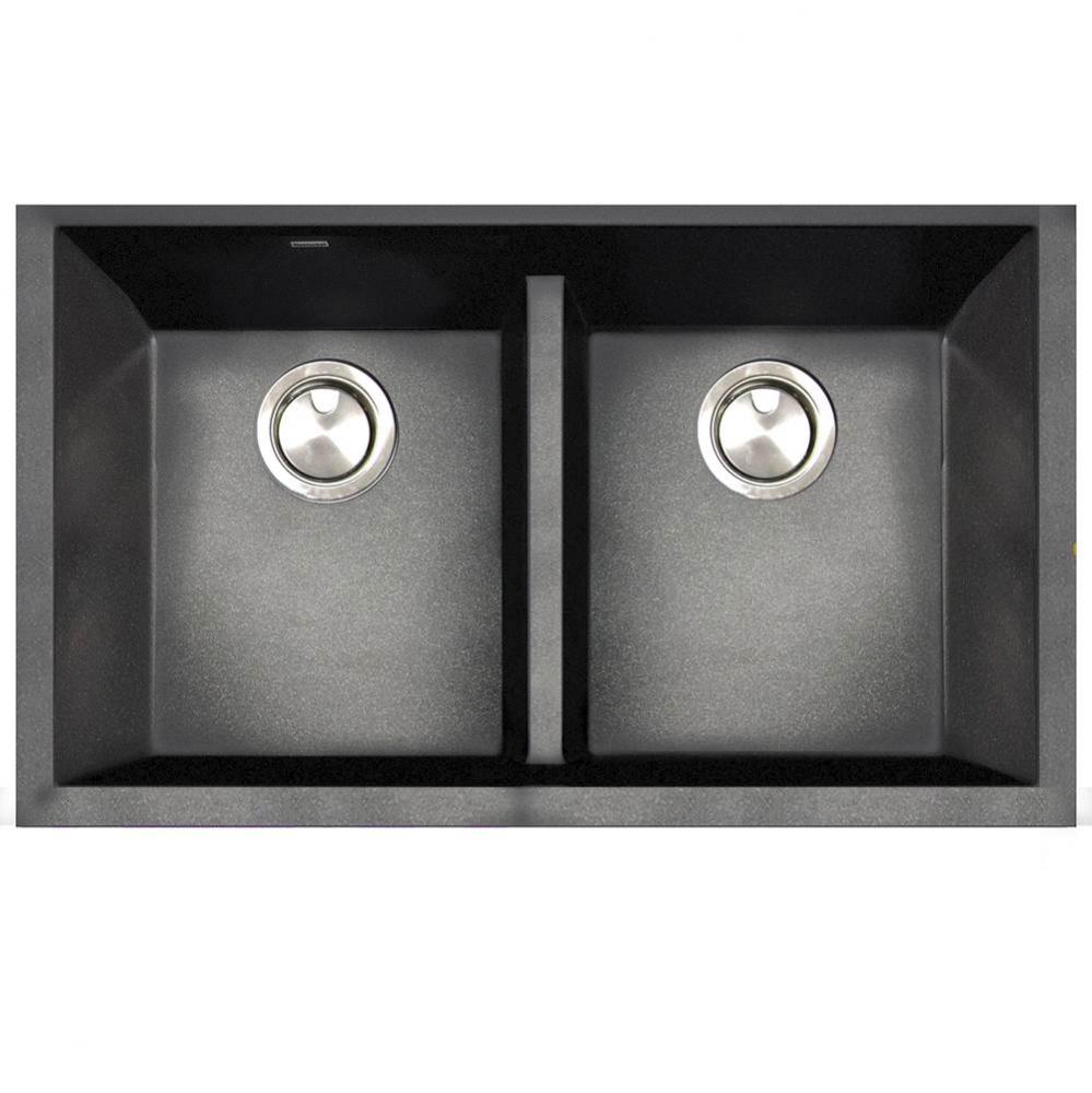 Undermount Double Equal Bowls With Low Divide - Granite Composite Black