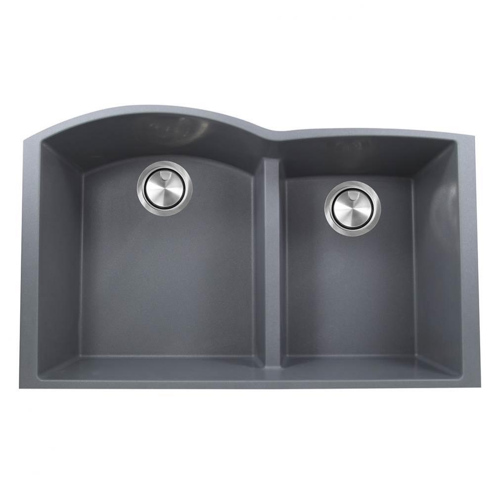 60/40 Double Bowl Undermount Granite Composite Titanium