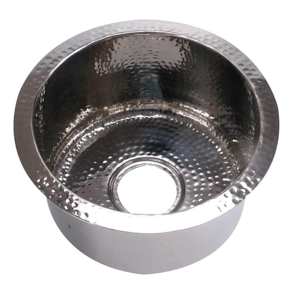 Rs15-Ss 15-Inch Hand Hammered Round Stainless Steel Bar Sink