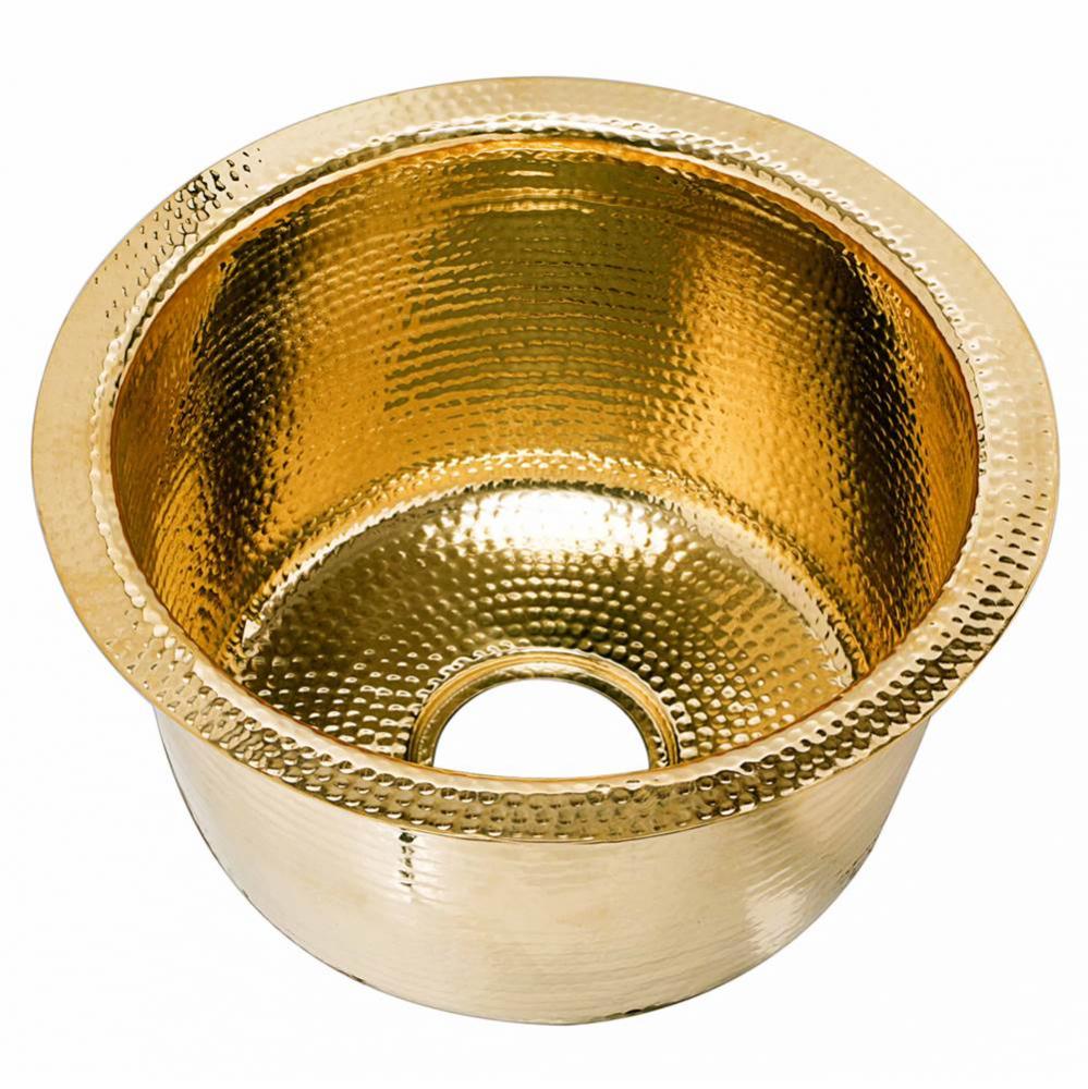 15-Inch Hand Hammered Round Brass Bar Sink