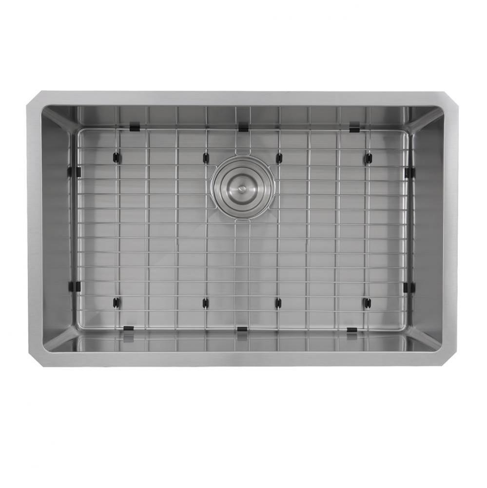 Pro Series Rectangle Single Bowl Undermount Small Radius Corners Stainless Steel Kitchen Sink, 16