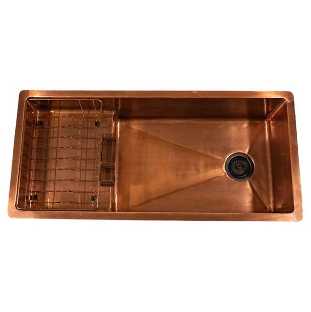 STEPPE3918 Pro Series Undermount Smooth Copper Kitchen Sink with Compatible Accessories
