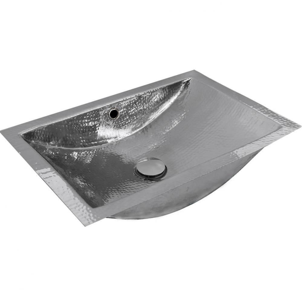 TRS Hand Hammered Stainless Steel Rectangle Undermount Bathroom Sink