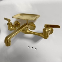 Nantucket Sinks CIF-2HSB-HC - Victorian Collection Sink Faucet With Hole Cover In Satin Brass