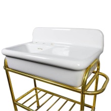 Nantucket Sinks NS-VCDM31-SSUB - Fireclay 30's Style Sink Stand Finished in Unlacquered Brass