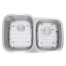 Nantucket Sinks NS503-16 - 60/40 Double Bowl 16 Gauge Kitchen Sink with Grids and Colander Drains