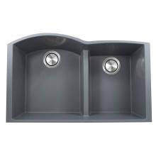 Nantucket Sinks PR6040-TI-UM - 60/40 Double Bowl Undermount Granite Composite Titanium