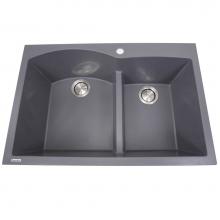 Nantucket Sinks PR6040-TI - 60/40 Double Bowl Dual-mount Granite Composite Titanium