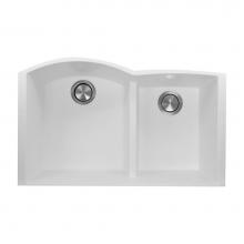 Nantucket Sinks PR6040-W-UM - 60/40 Double Bowl Undermount Granite Composite White