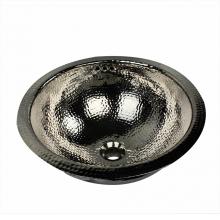 Nantucket Sinks RLN-OF - RLN-OF - 16.5 Inch Hand Hammered Brass Round Undermount Bathroom Sink, Nickel Plated Finish, With