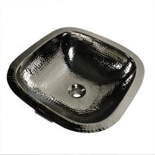Nantucket Sinks SQRN-OF - SQRN-OF 16.25'' Hand Hammered Nickel Plated Brass Vanity Sink with Overflow