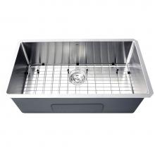 Nantucket Sinks SR3218-16 - 32 Inch Pro Series Large Rectangle Single Bowl Undermount Small Radius Corners Stainless Steel Kit