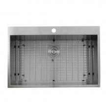 Nantucket Sinks ZR3322-S-16 - 33 Inch Large Rectangle Single Bowl Self Rimming Zero Radius Stainless Steel Drop In Kitchen Sink,