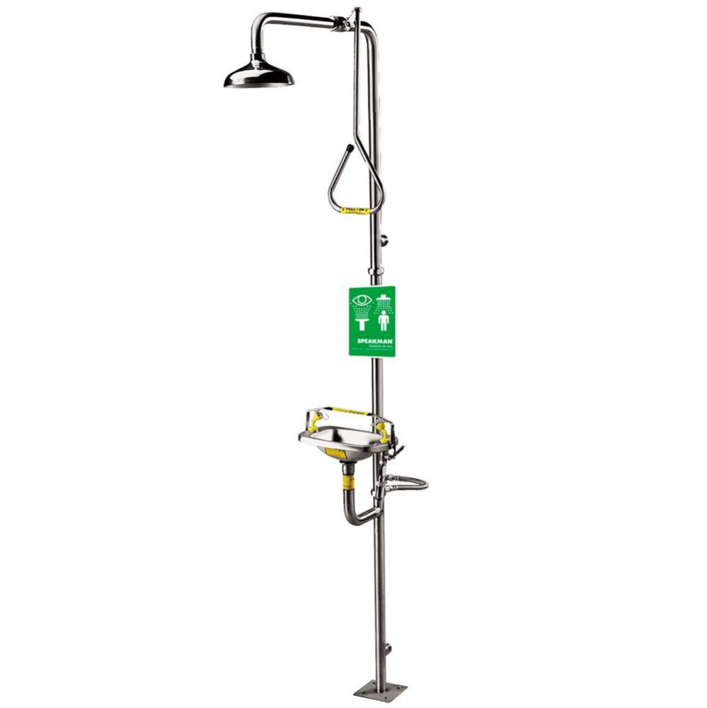 Speakman Select Series Combination Stainless Steel Emergency Shower with Stainless Steel Bowl Eye/
