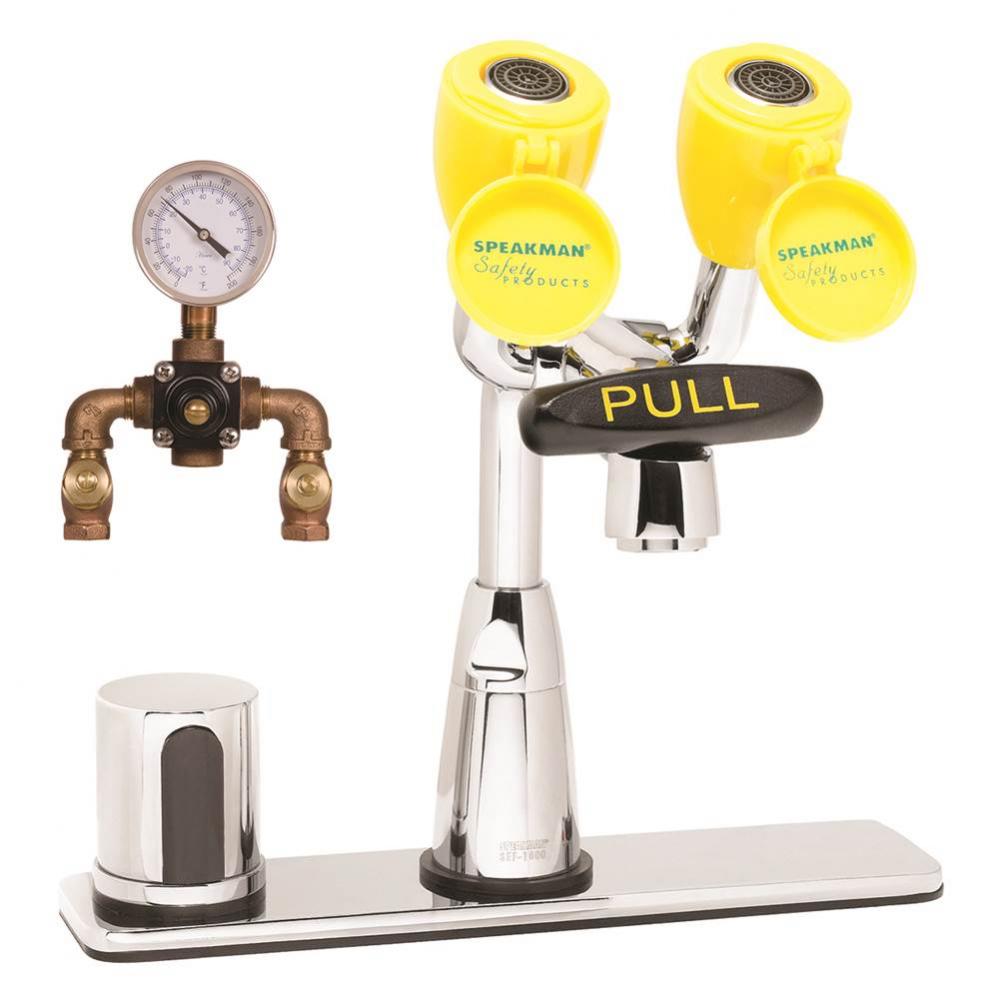 Speakman Eyesaver Batt. Op. Sensor Eyewash Faucet with Thermostatic Mixing Valve and Eyewash TMV