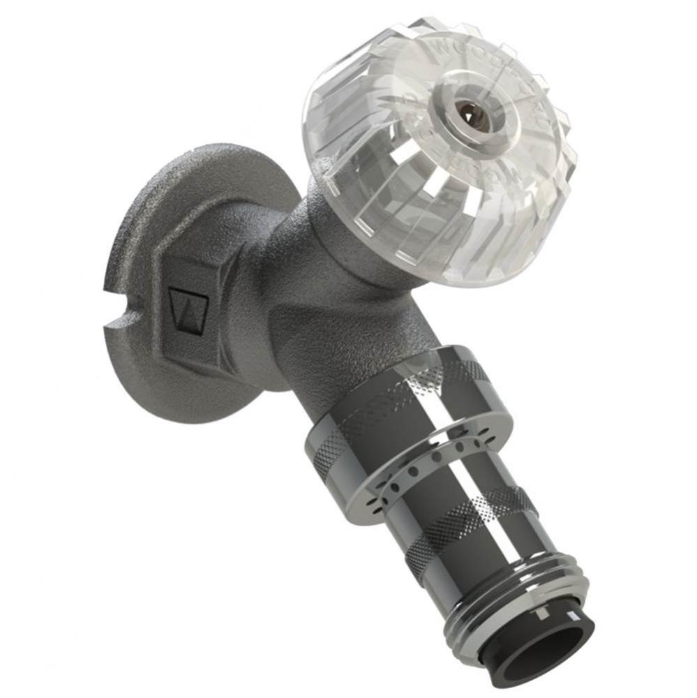 Model 26 Chrome Wall Faucet C Inlet, Polished Chrome, Metal Handle