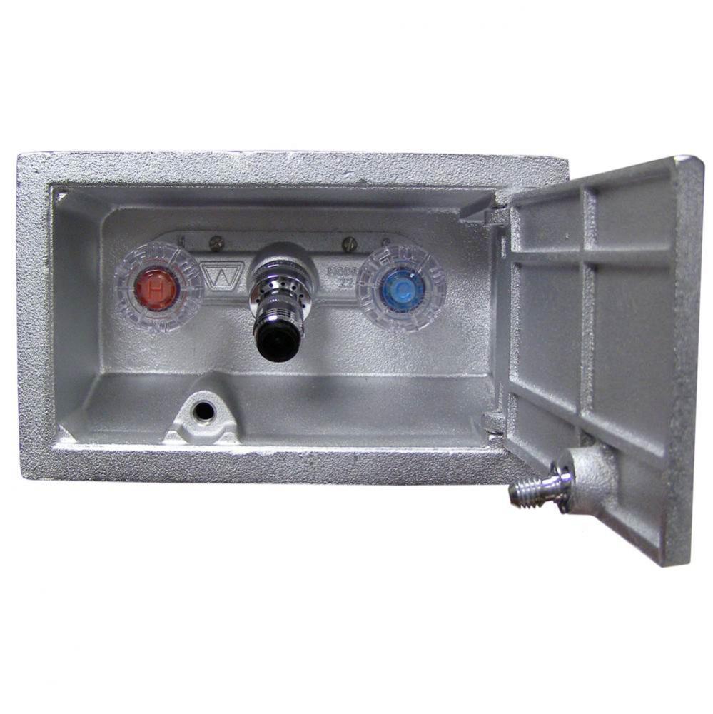 Chrome 22C Freezeless Hot & Cold Box Hydrant 18 Inch, Tee Key