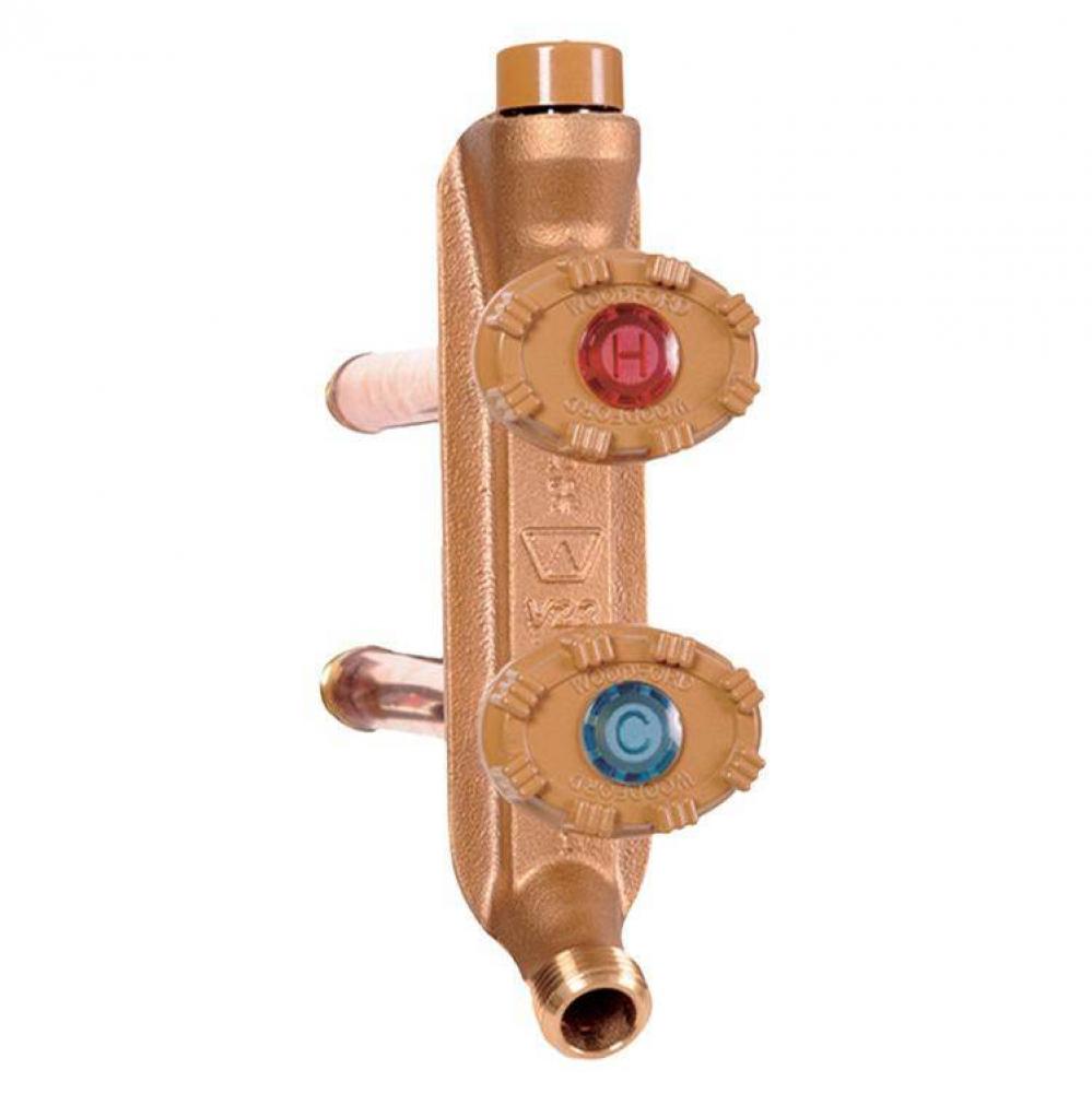 Model V22C3 Freezeless Hot & Cold Wall Faucet 4 Inch, Metal Handle