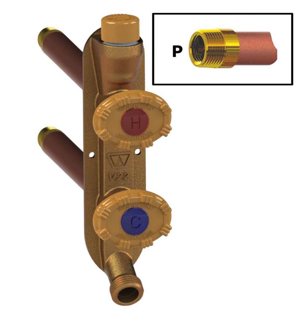 Model V22P Freezeless Hot & Cold Wall Faucet 14 Inch, Metal Handle